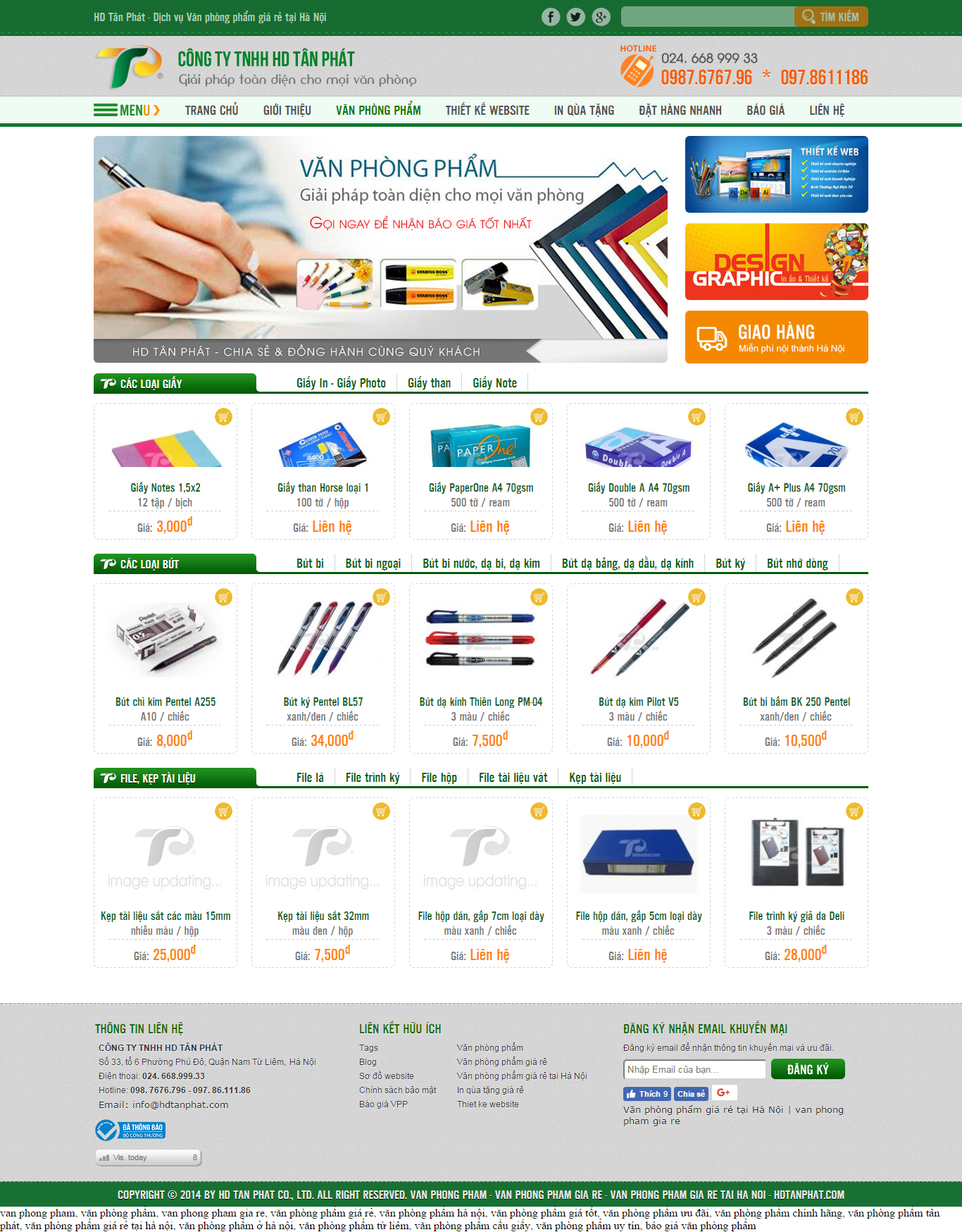 Thiết kế Web văn phòng phẩm hdtanphat.com